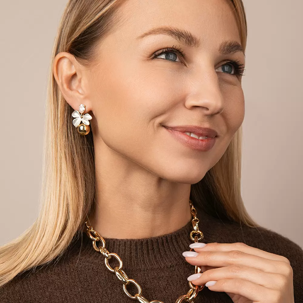 Серьги подвесные 504243390 бижутерный сплав Цветок