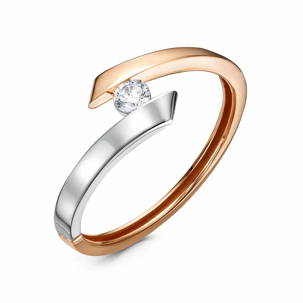Кольцо один камень 111233 золото