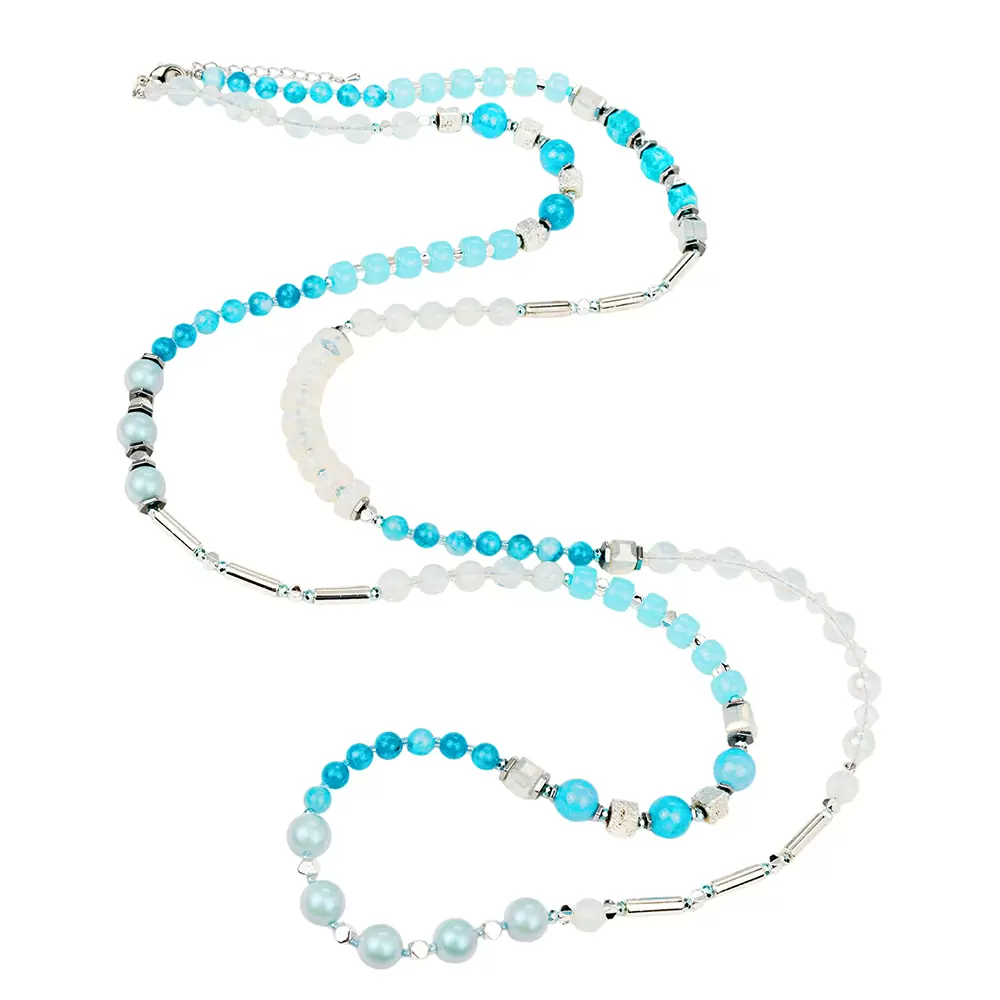 Бусы т900 гол ювелирный сплав light blue_0