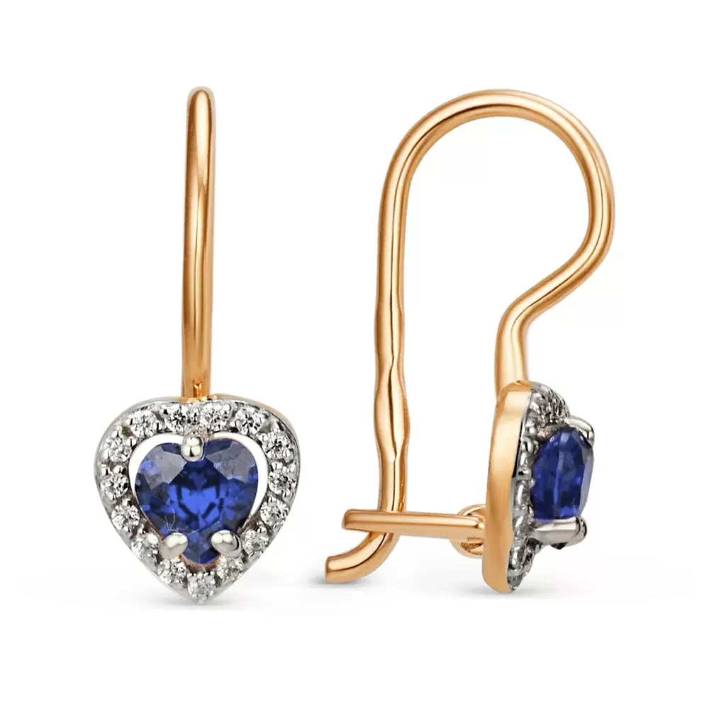 Серьги 002495-1122 син золото Сердце_0