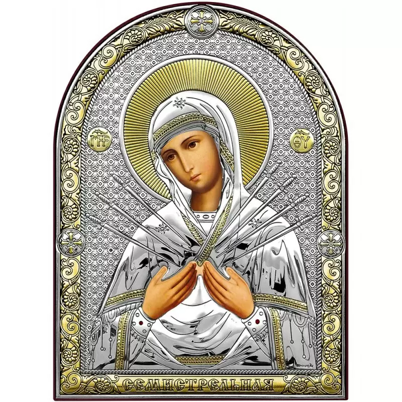 Икона 6395.O3 ювелирный сплав Семистрельная Божья Матерь