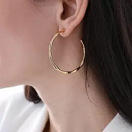 Серьги конго BS050400G-00E1 ювелирный сплав бамбук_1