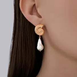 Серьги подвесные 93-321-00018-1 серебро Ракушка_2