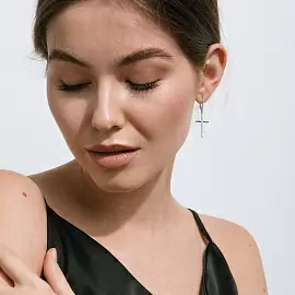 Серьги подвесные 024892-3101 золото Крест_2