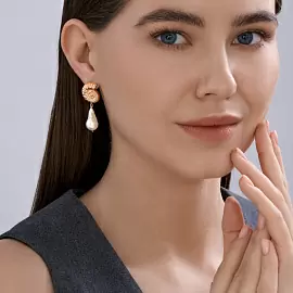 Серьги подвесные 93-321-00018-1 серебро Ракушка_1