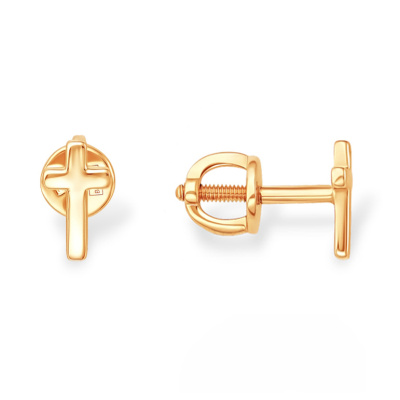 Серьги пусеты 12-00-0000-01234 золото Крест