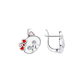 Серьги 94022694 серебро Кот